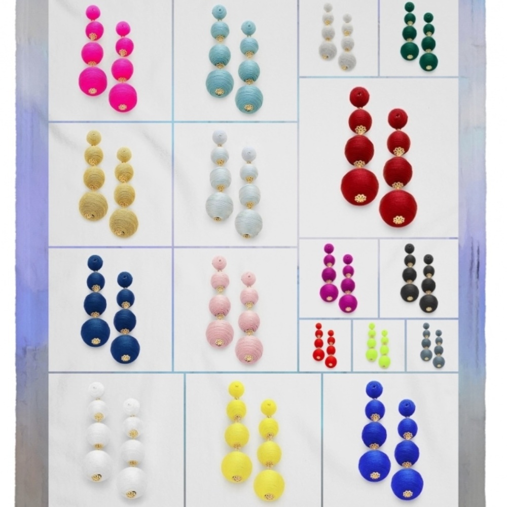 4 Ball Thread Wrapped Bon Bon Earrings